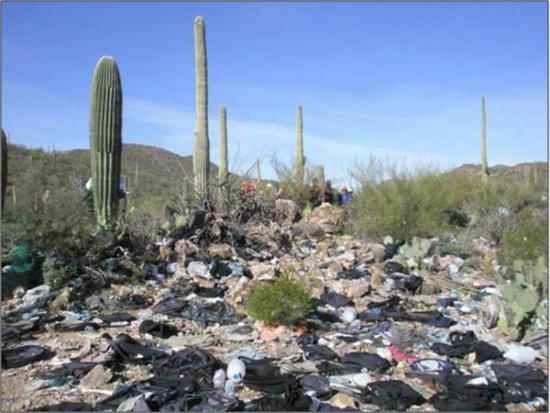Trash on BLM land in the Roskruge-Recortado Mountains, 2008.