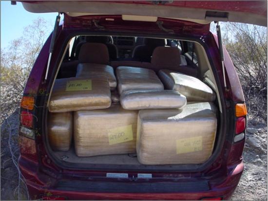 Drugs seized in a vehicle entering the Organ Pipe National Monument in Arizona.