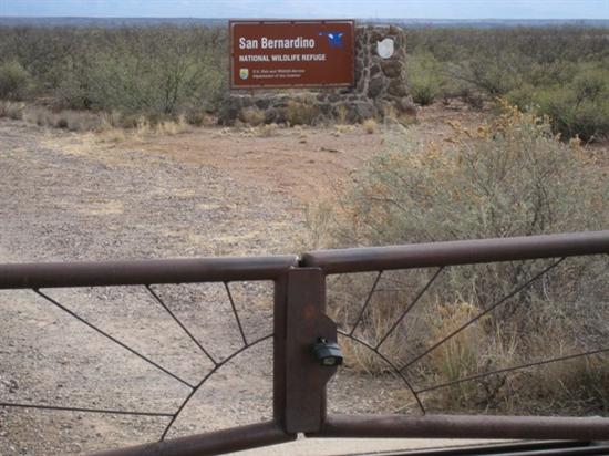 Locked gate at the San Bernardino Wildlife Refuge in Arizona.